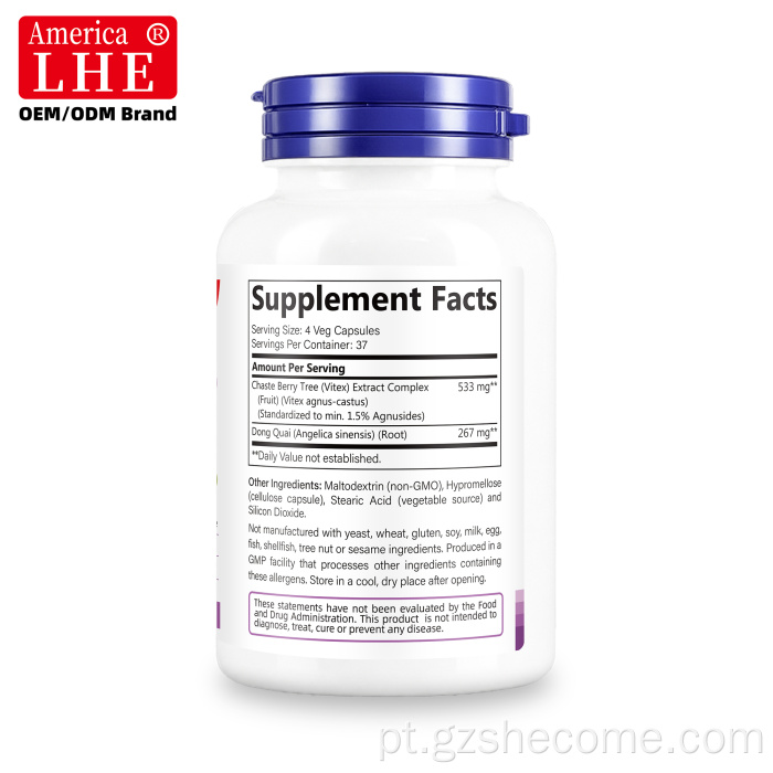 Shecome Vitex Chaste Berry Cápsulas Equilíbrio Hormonal